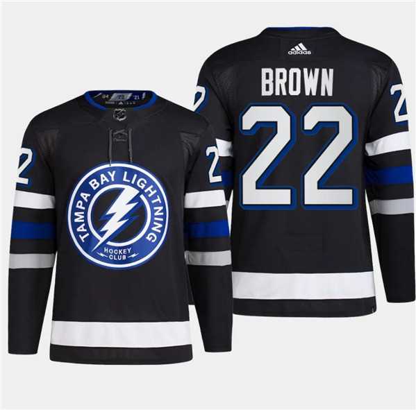 Mens Tampa Bay Lightning #22 Logan Brown Black 2024 Stadium Series Stitched Jersey Dzhi